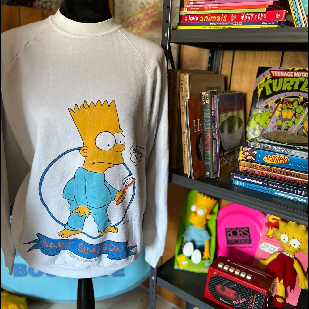 Vintage 90s Bart Simpson sweatshirt rare XL Gross spider toothbrush